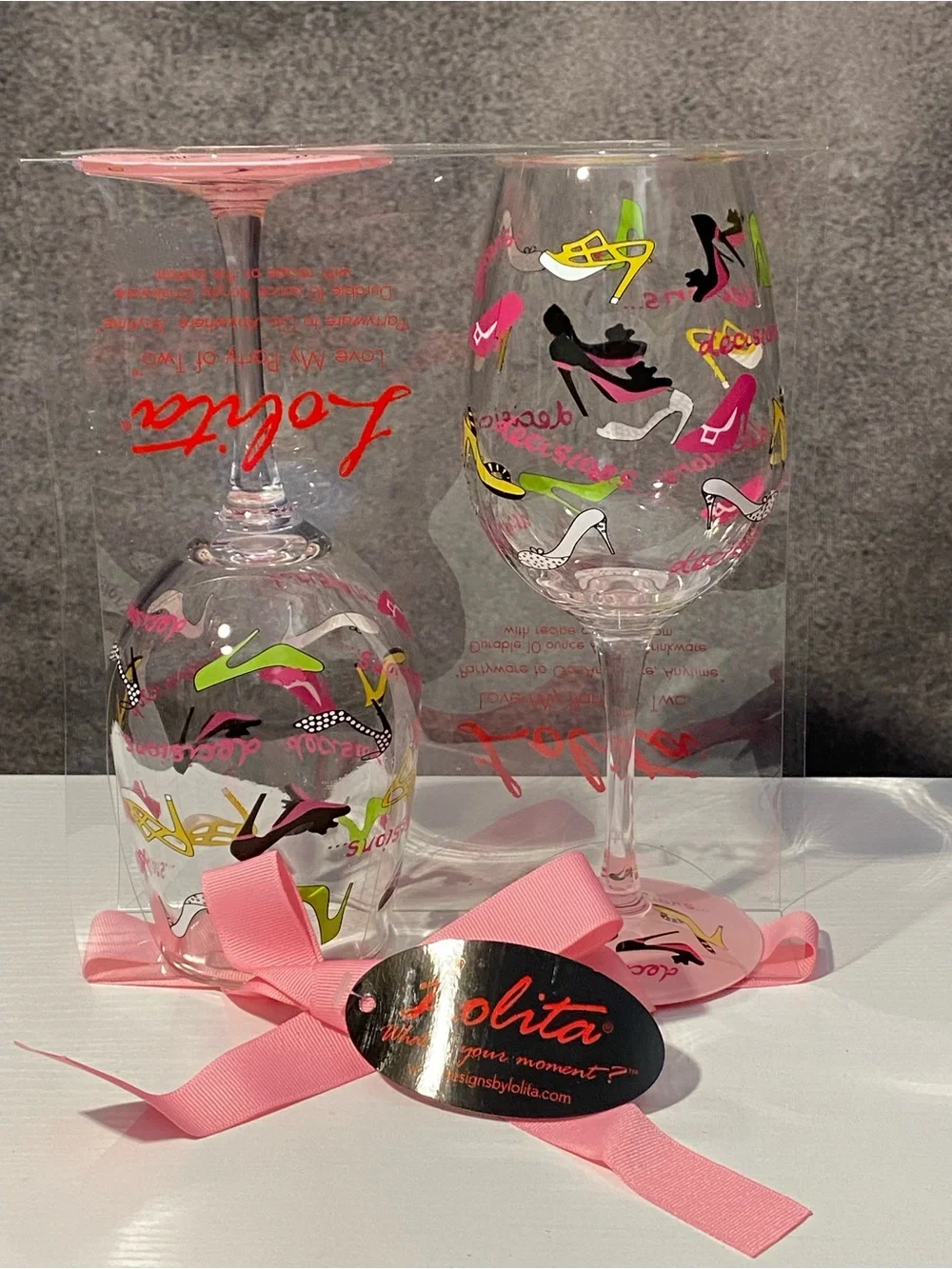 Lolita Decisions Acrylic Wine Glasses Set of 2 Love My Party of Two New⁠